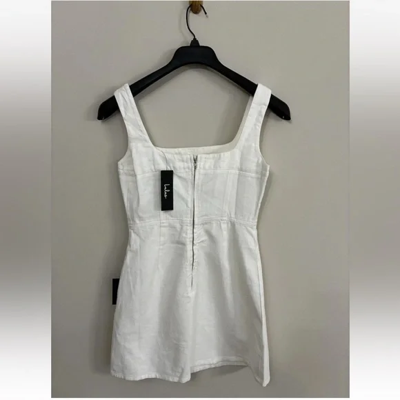 Lulus  Ivory Denim Corset Seam Mini Dress size Small NWT - Picture 9 of 9